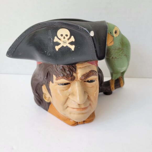 Vtg 1974 Byron Molds Pirate w/ Green Parrot Handle 70s Mug Stein - Picture 1 of 11